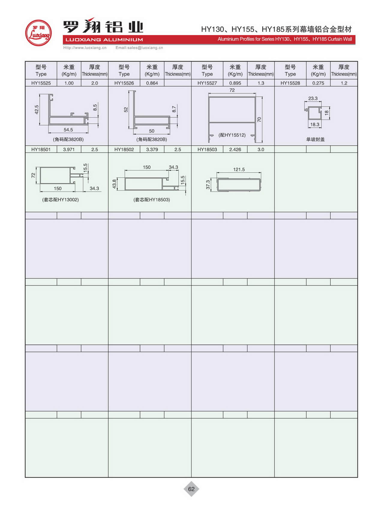 HY130、HY155、HY185系列幕墻